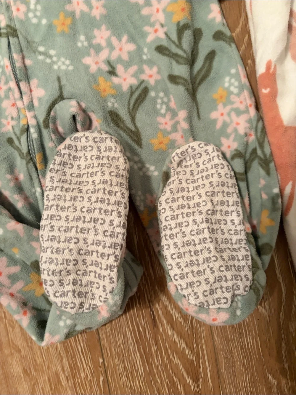 Carter's Two-Pack Footed Pajamas in Sage Floral & Cream Animal Print
